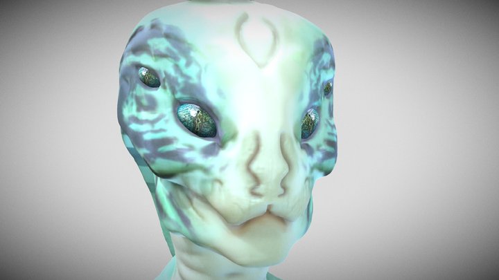 Alien Lizard Head 3D Model