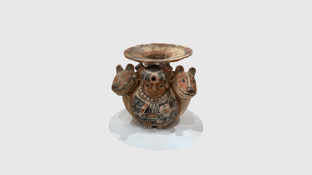 Recuay-Style Molded Pottery Pouring Vessel
