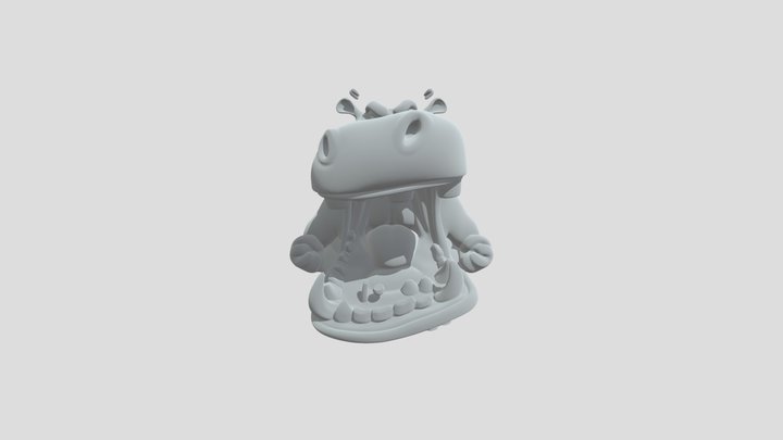 Open-Mouthed Hippo 3D Model