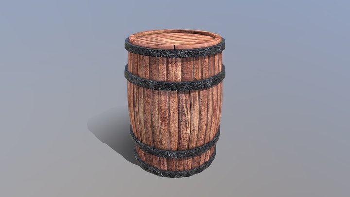 Wooden Barrel 3D Model
