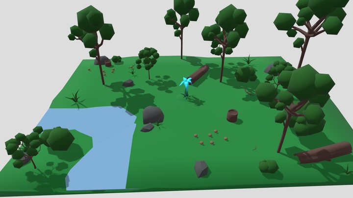 Low Poly Fantasy Forest 3D Model
