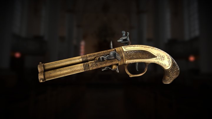 Decorative Prop Pepperbox Pistol 3D Model
