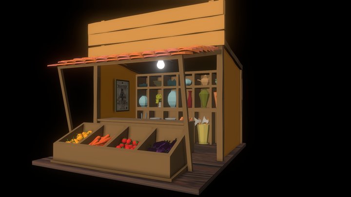 Low-poly Medieval Shop 3D Model