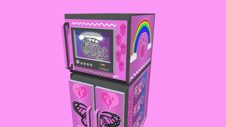 Kawaii Smart Fridge 3D Model