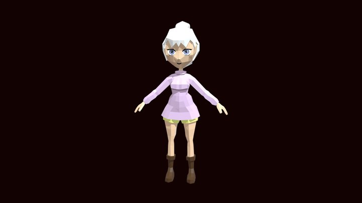 low poly Girl character 3D Model