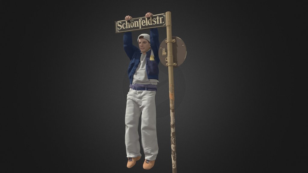 Boy Hanging Street Sign