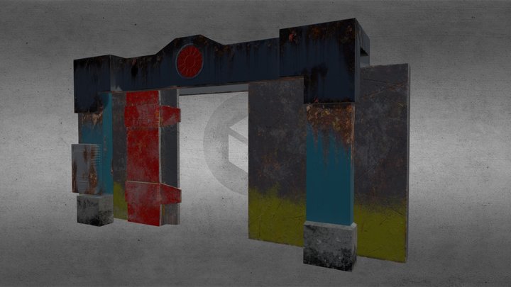 Large Rusted Blast Door 3D Model