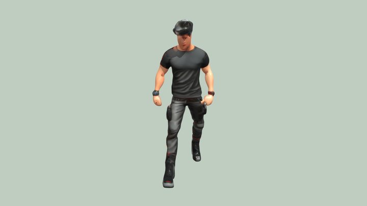 Military-style male in tactical boots 3D Model