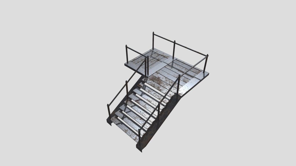 SciFi Walkways Grunge Stairs Left Turn
