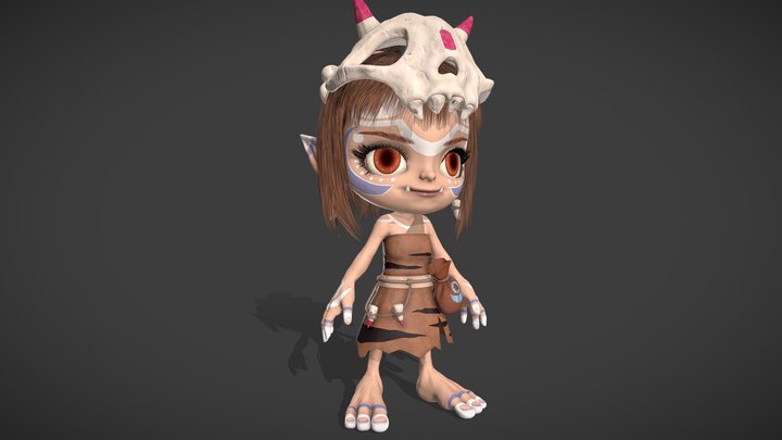 Primitive Era Female Character Design 3D Model