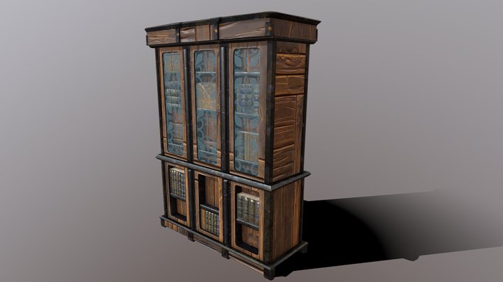 Antique bookcase 3D Model