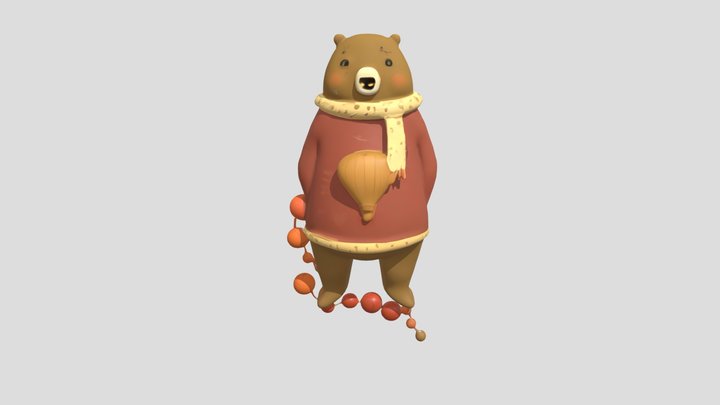 Qutw bear in sweater with scarf 3D Model