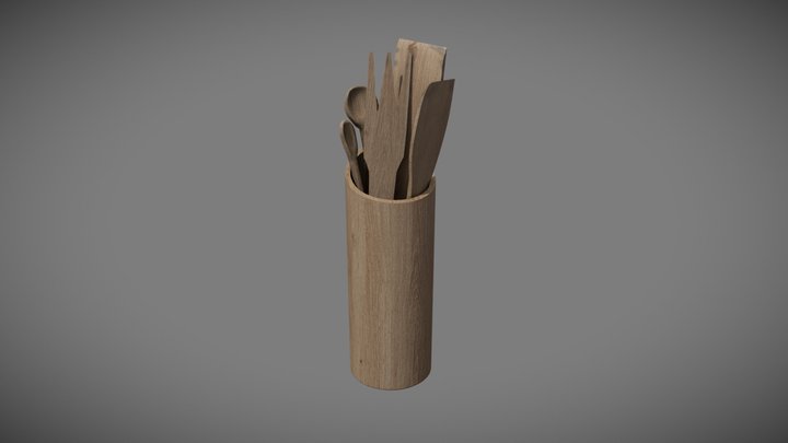 Wooden kitchen tools 3D Model