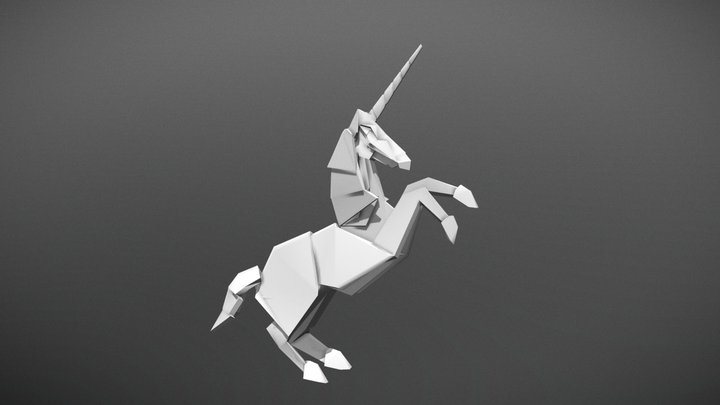 Origami Unicorn 3D Model