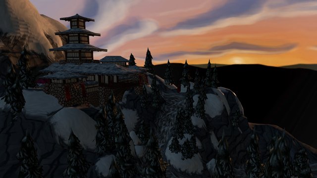 Mountain Temple 3D Model