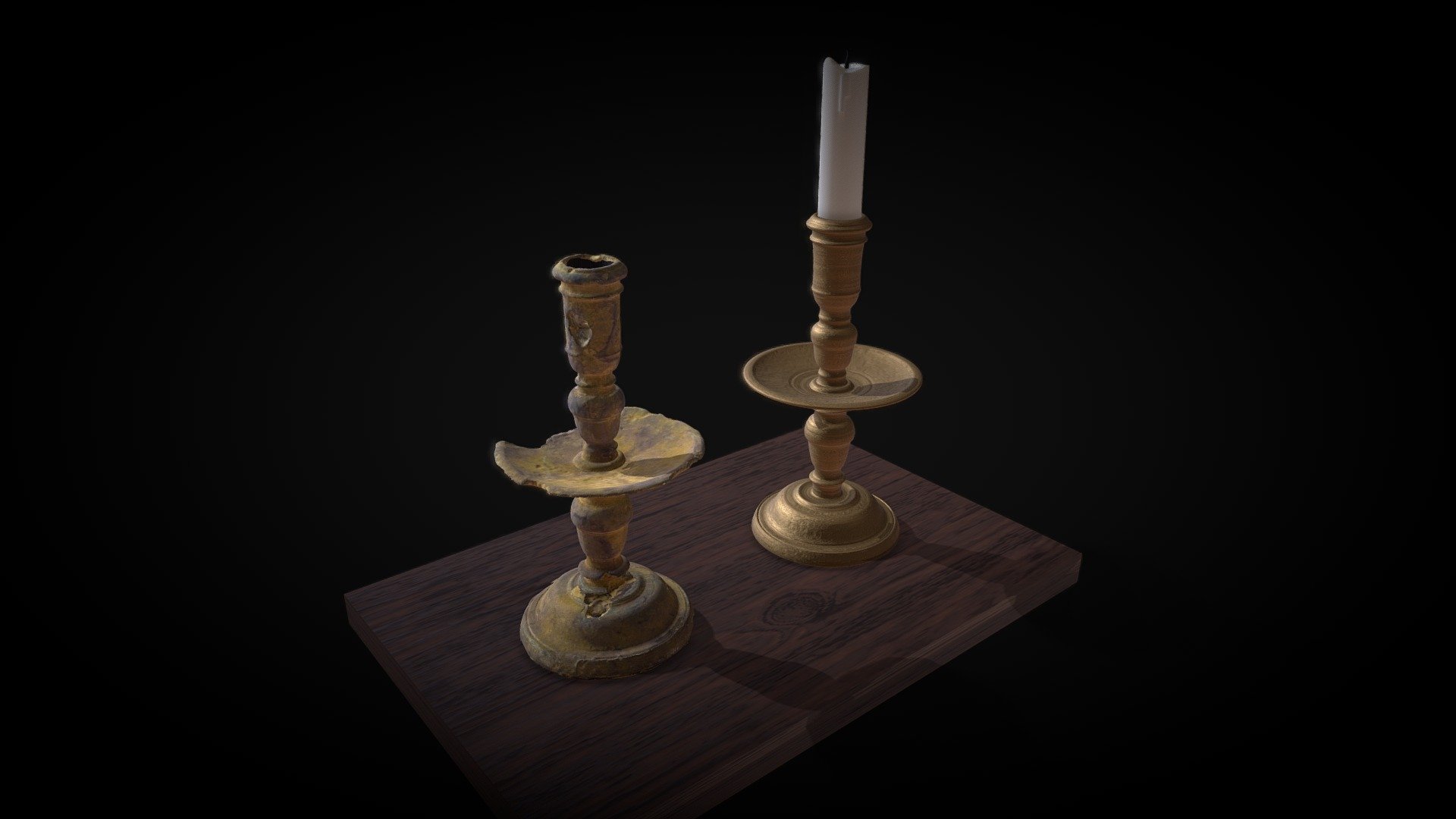GT795 Candlestick, Vergulde Draeck (Gilt Dragon) — Sketchfab embed 3D viewer