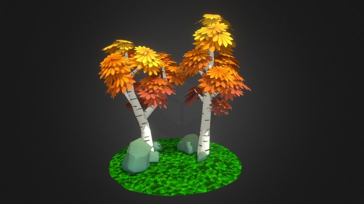 Stylized Hand painted Tree 3D Model