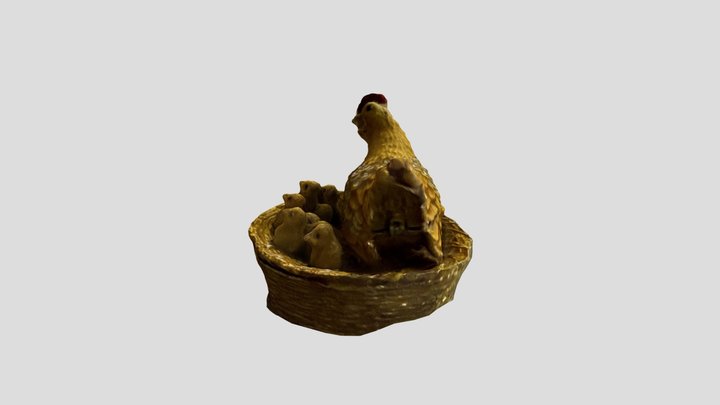 Golden hen statue 3D Model