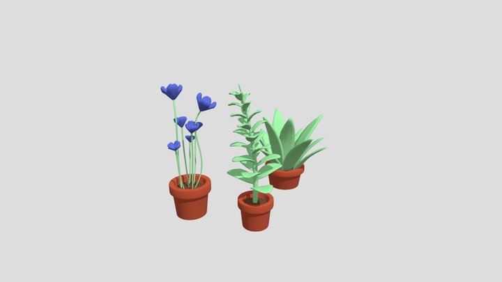 Plants low poly 3D Model