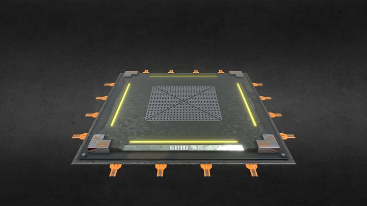 Square Sci-Fi Platform Tile 3D Model