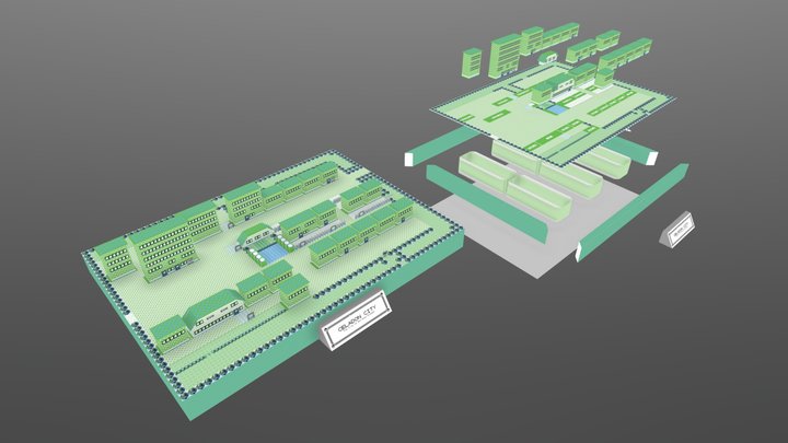 Celadon City // PokéCities Papercraft Model 3D Model