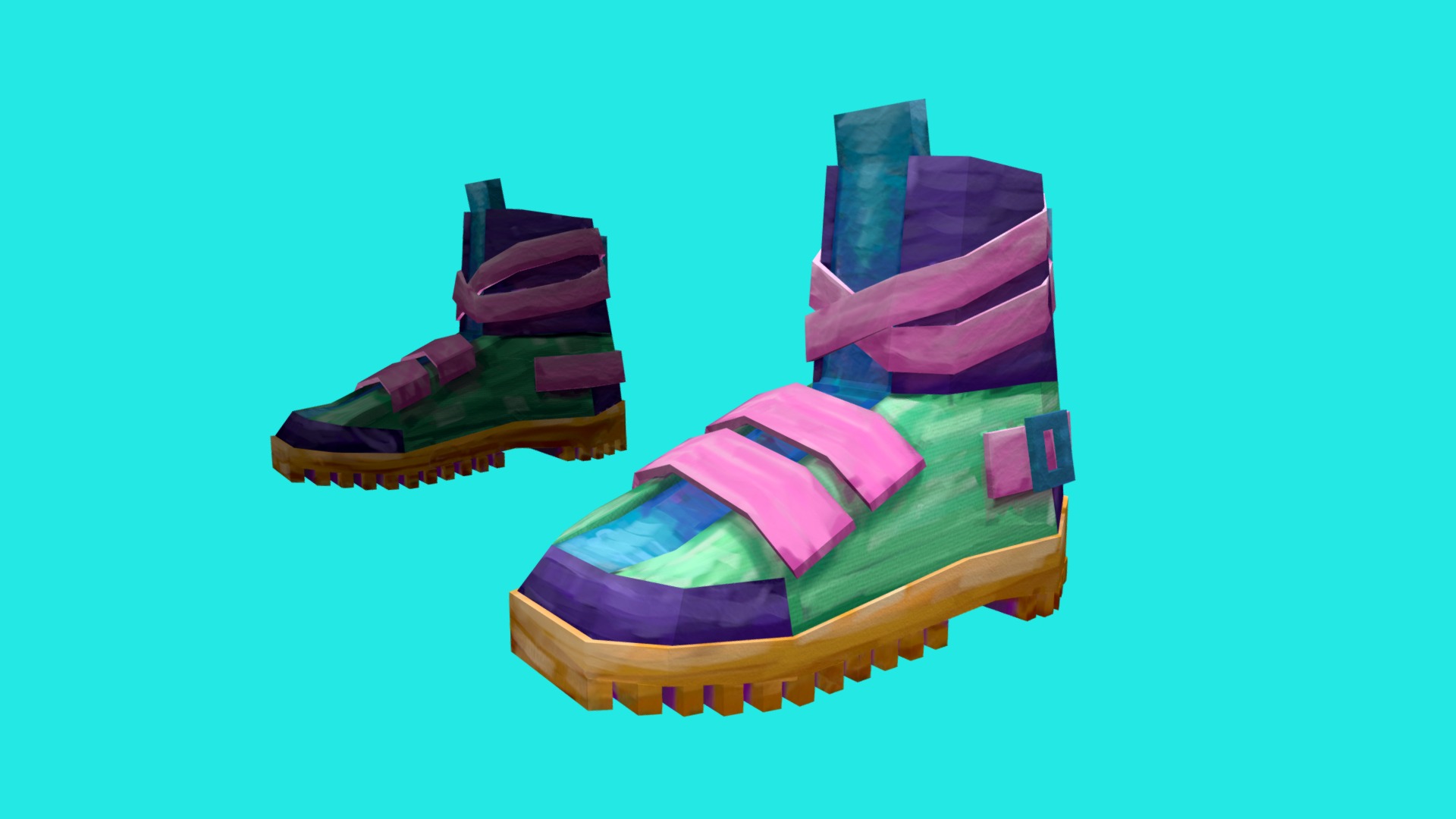 3D model Shoes - This is a 3D model of the Shoes. The 3D model is about a group of colorful objects.