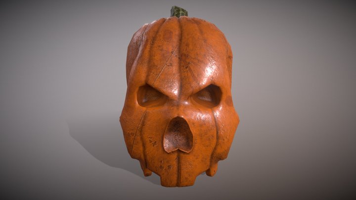 Pumpkin-skull Low-poly 3D Model