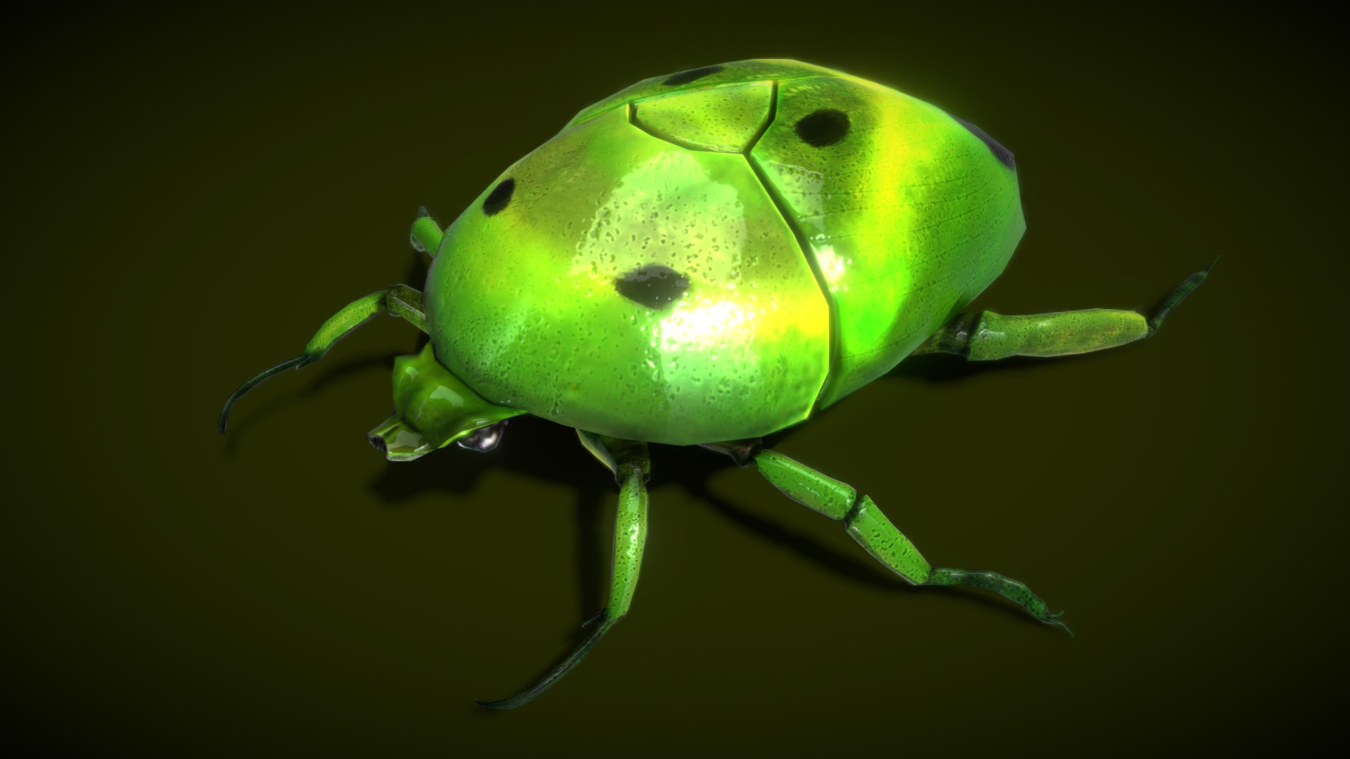 3D model Beetle Lowpoly 3D - This is a 3D model of the Beetle Lowpoly 3D. The 3D model is about a green frog on a leaf.