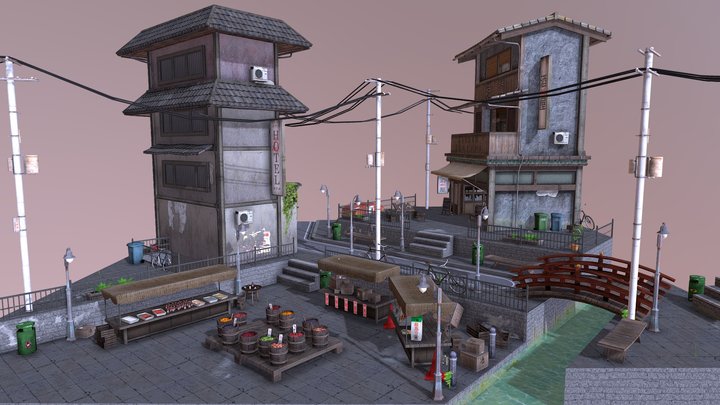 Cityscene Kyoto, Japan 3D Model