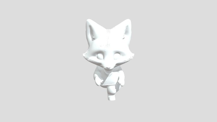 cute cartoon fox in a red outfit 3D Model