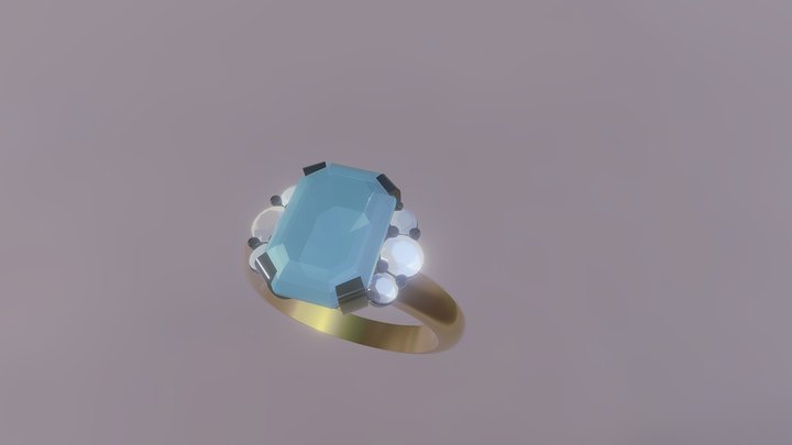 Aquamarine Ring 3D Model