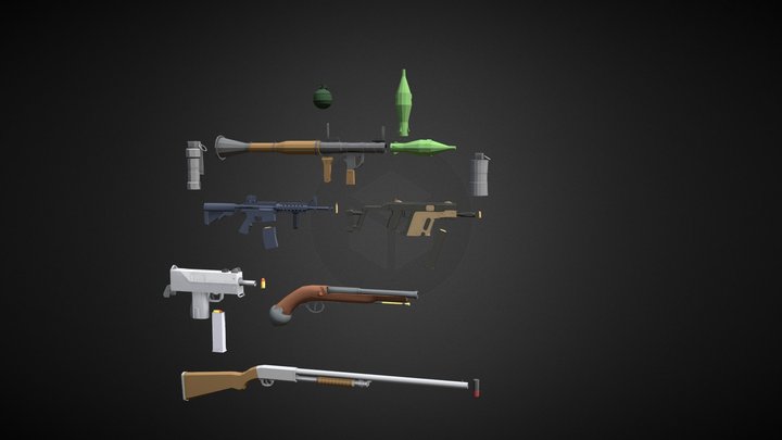 [Low Poly] Pack of 6 weapons 3D Model