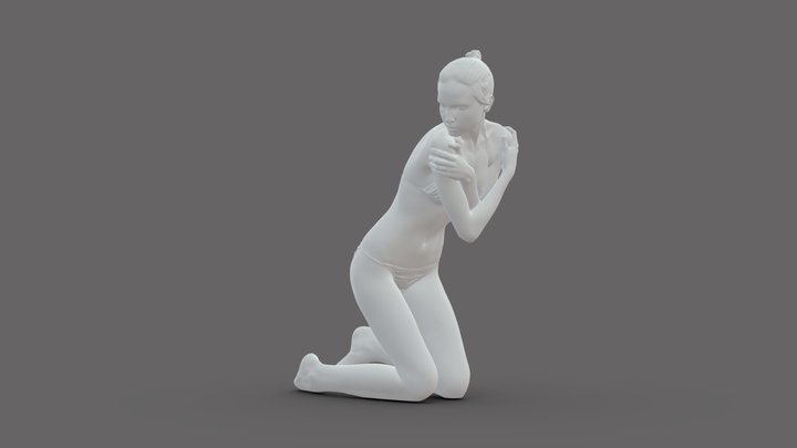001237 woman in underwear clod pose 3dp 3D Model