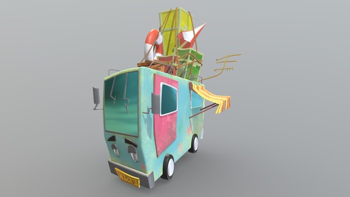 Stylized travel camper 3D Model
