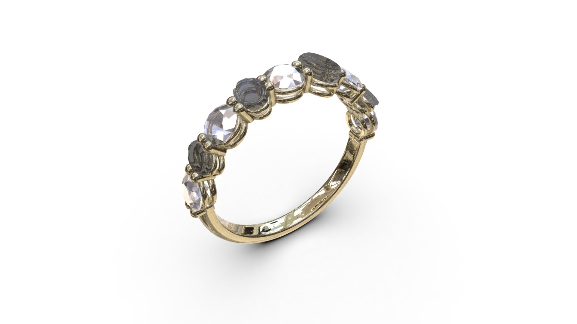 Half Ring Prongs Setting with Special Diamonds - 3D model by Luis Rocha ...