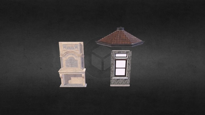 Okno i kominek 3D Model
