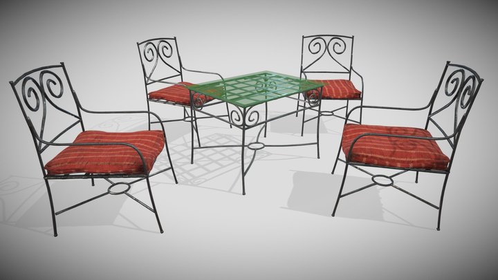 Wrought Iron Garden Set - Chairella 3D Model