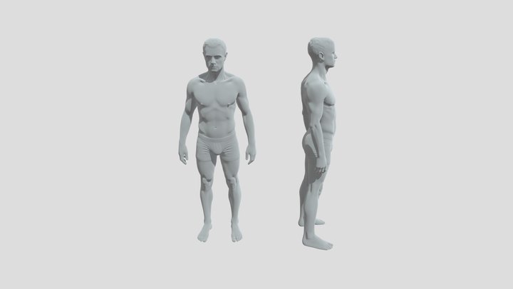 Male Figure Front and Side Reference 3D Model