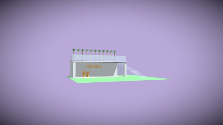 Portico con terrazzo e tavolo con vivande 3D Model