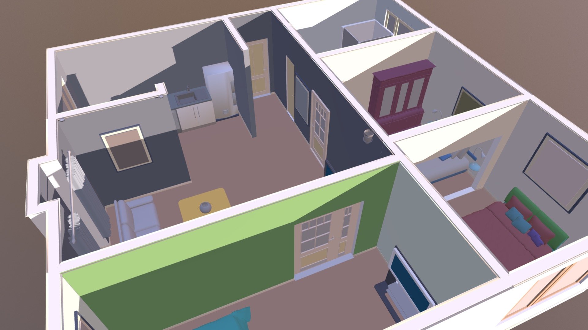3 Bedroom House - Download Free 3D model by Taranpreet [f5025ea ...