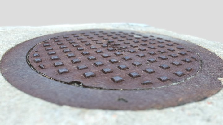 Flush Metallic Sewer Lid Manhole Cover Steel 3D Model