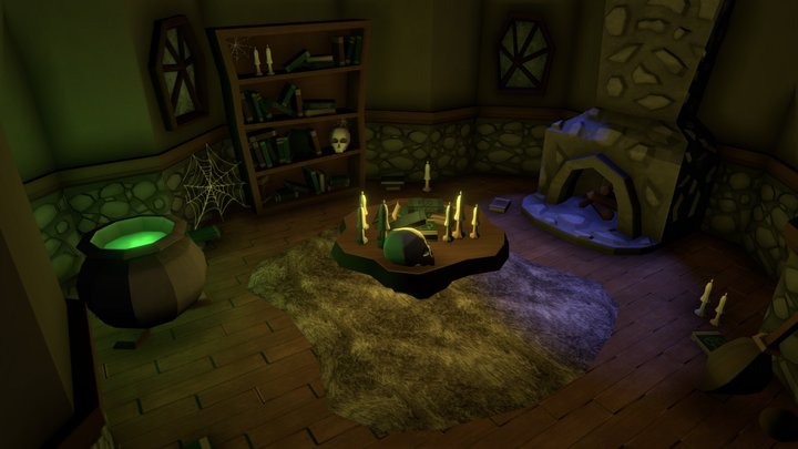 Scary Witch Hut Scene 3D Model