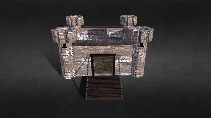 Simple Castle with Drawbridge (+LowPoly) 3D Model