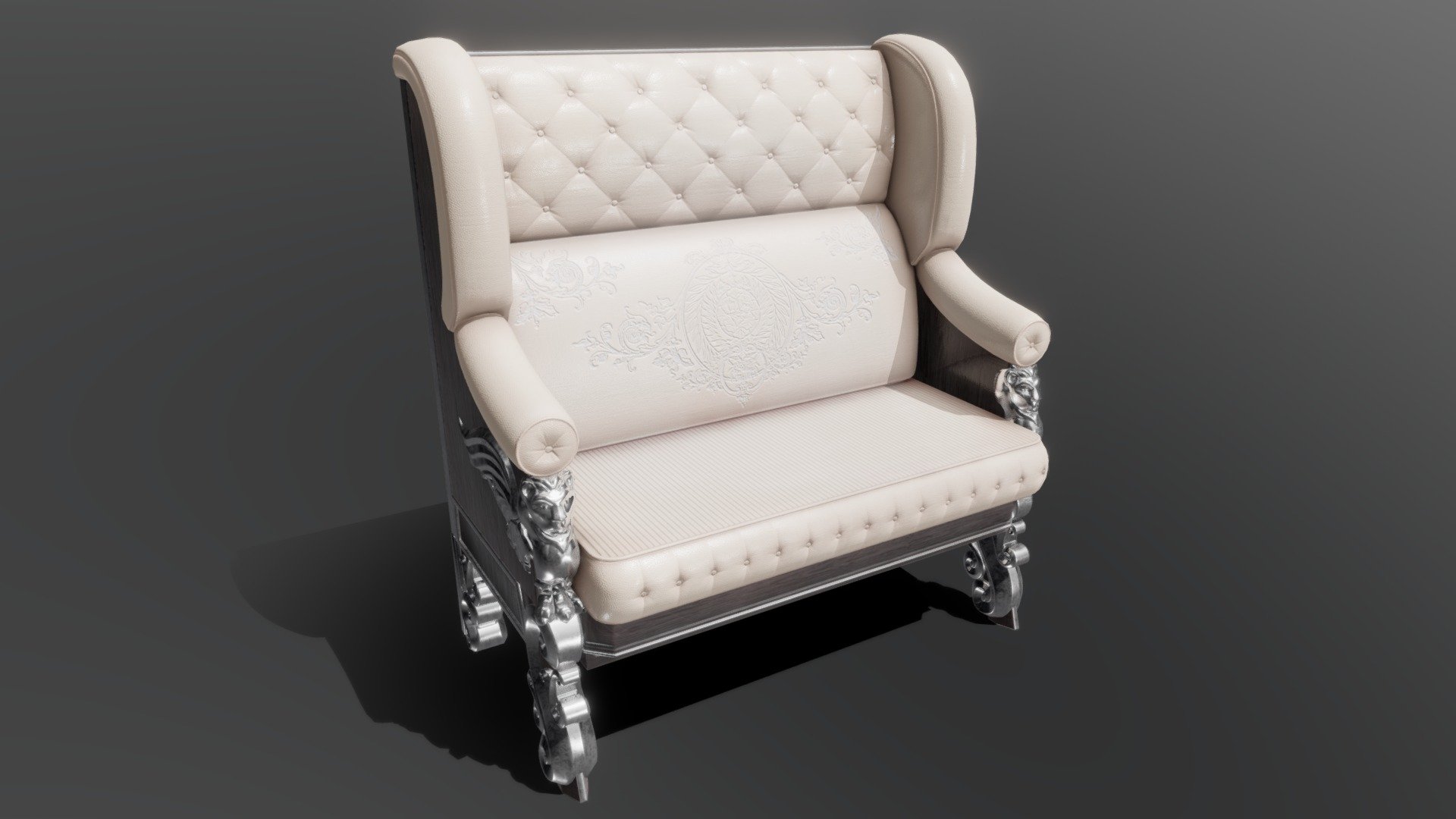 Neoclassical Sofa with Ornaments - Game Asset
