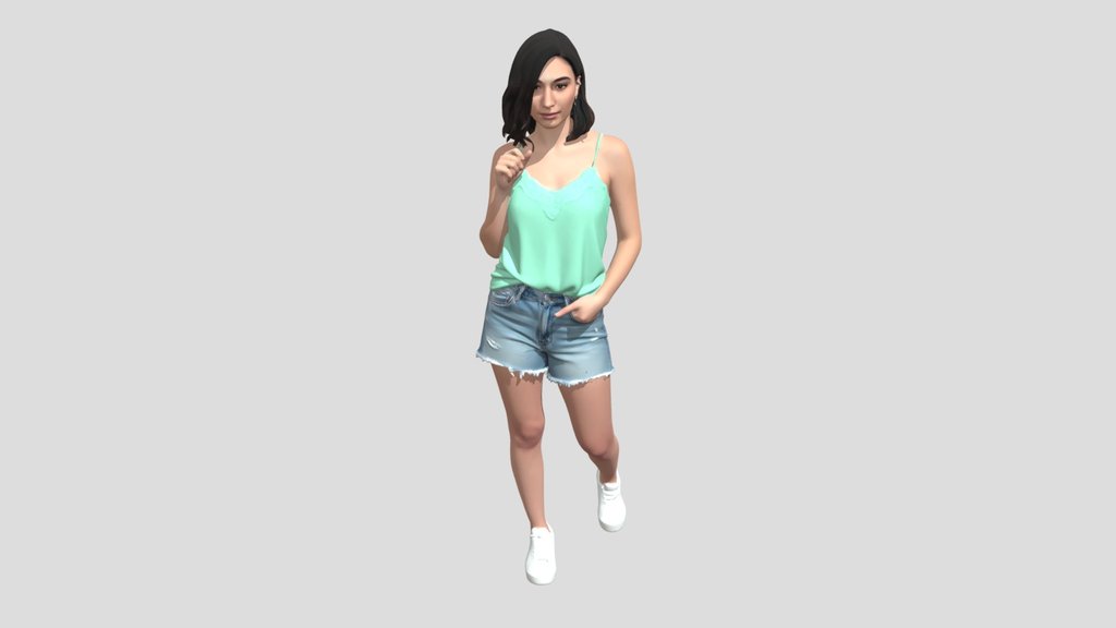 Mint Lace Camisole and Frayed Denim Shorts