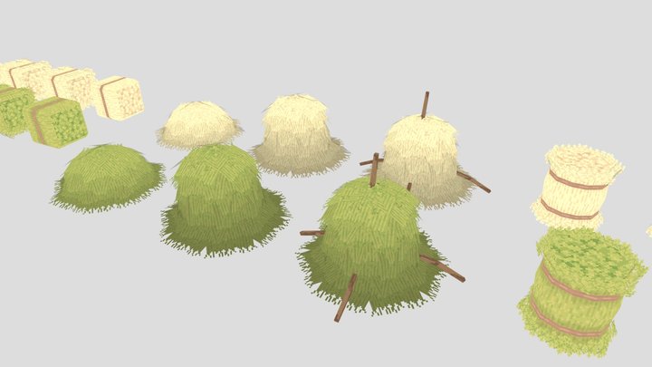 Pixel art hay crop 3D Model