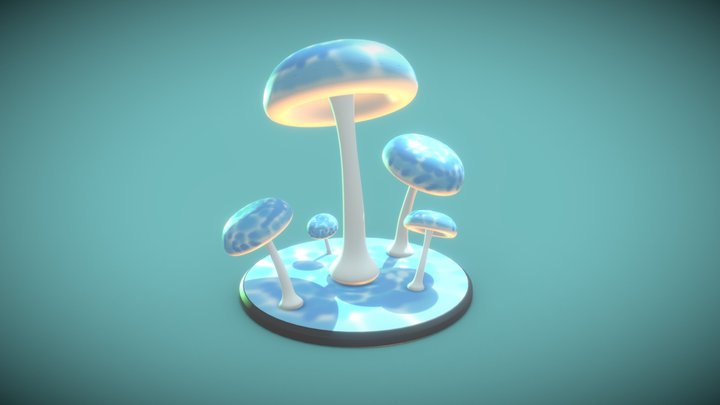 Mushroom in Blue - 3December2021 - Day 1 3D Model