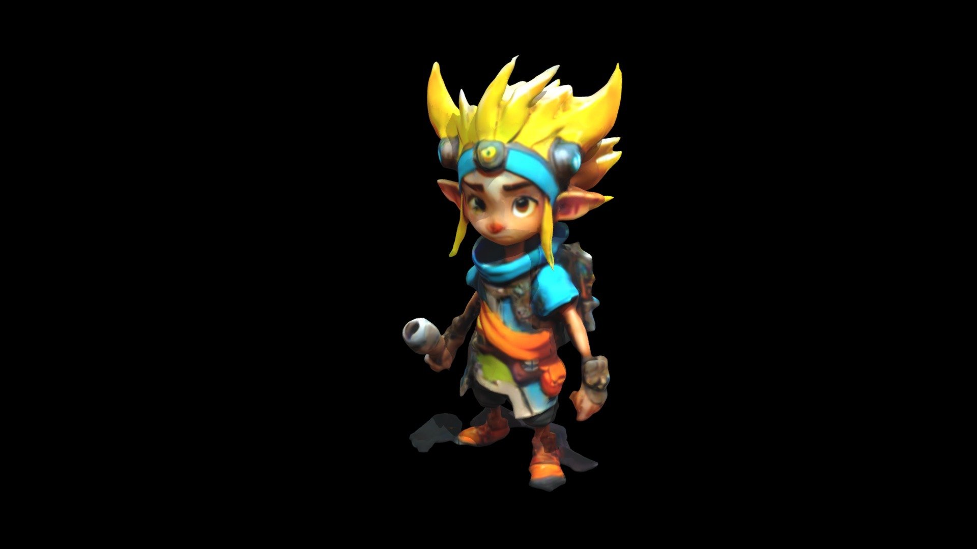 a cartoon character with yellow hair and a ba - Download Free 3D model ...