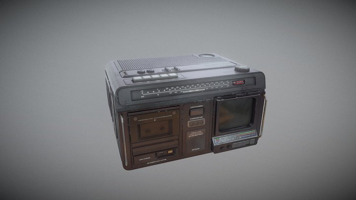 Portable TV/Radio/Cassette Player 3D Model