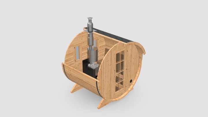 Barrel Sauna One Room 3D Model